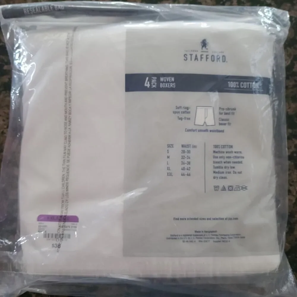 Stafford Men's White Boxers Size XXL Brand New Underwear Lounge